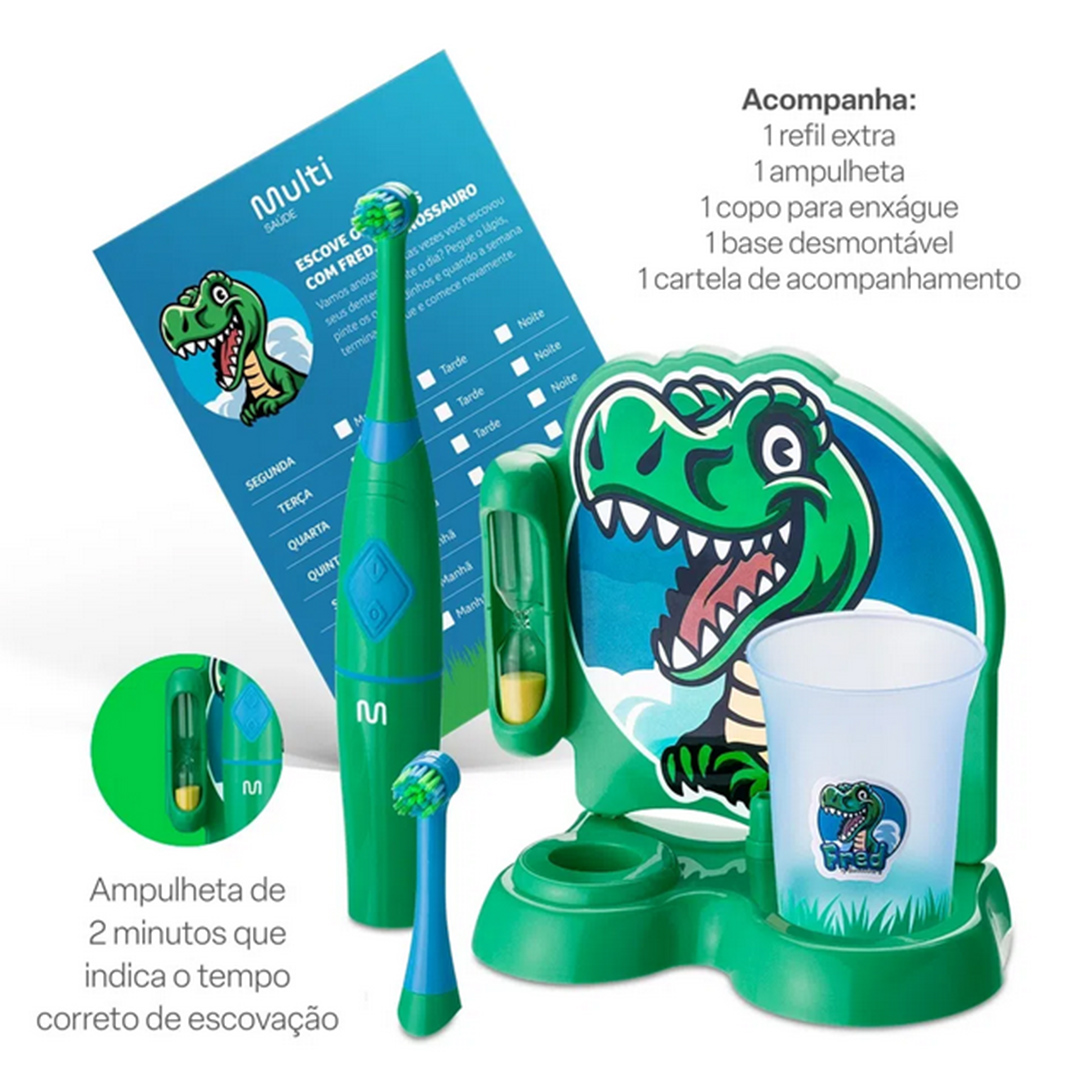 Escova Dental Elétrica Dinossauro Fred Funny Brush Compre aqui Fa