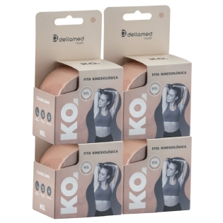 Bandagem Elástica Adesiva Kinesiológica Bege Dellamed 4und