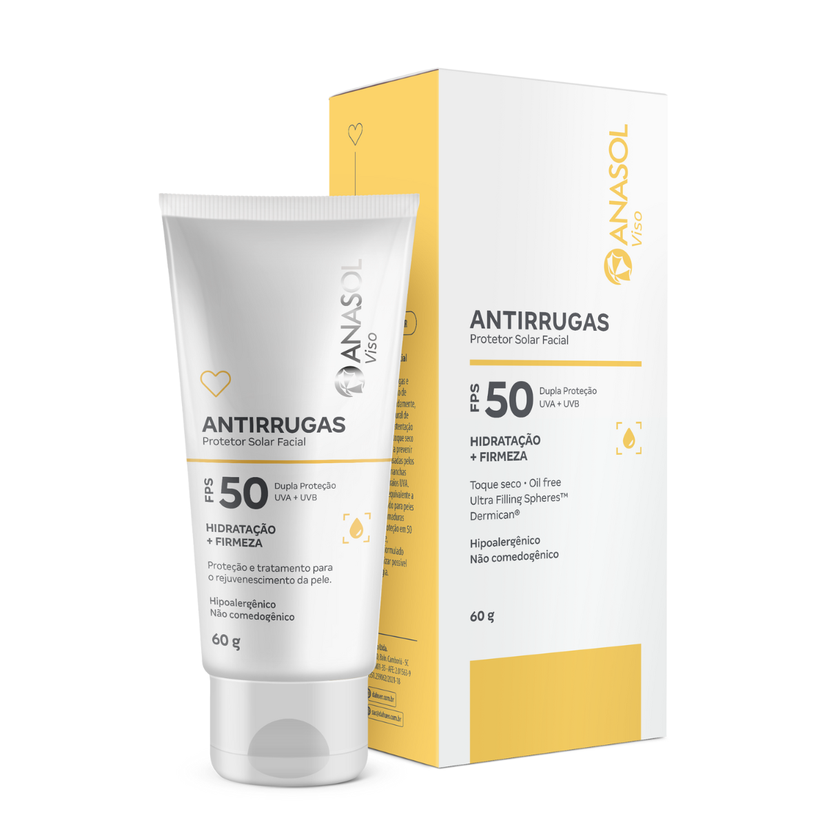 Protetor Solar Anasol Facial Viso Antirrugas Fps 50 60g