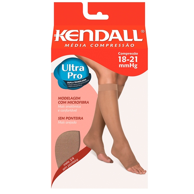 Meia Kendall 18-21 mmHg Meia Curta 3/4 Sem Ponteira Mel Tam G 1871