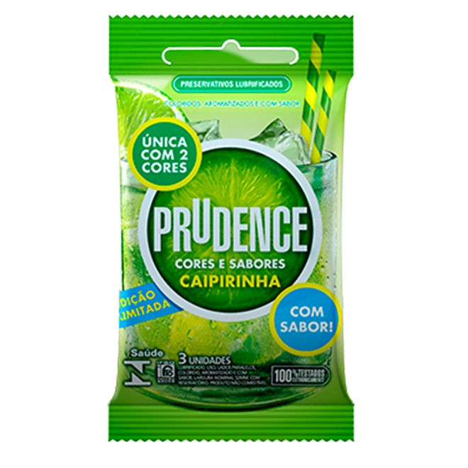 Preservativo Prudence Lubrificado Caipirinha c/3 Unidades