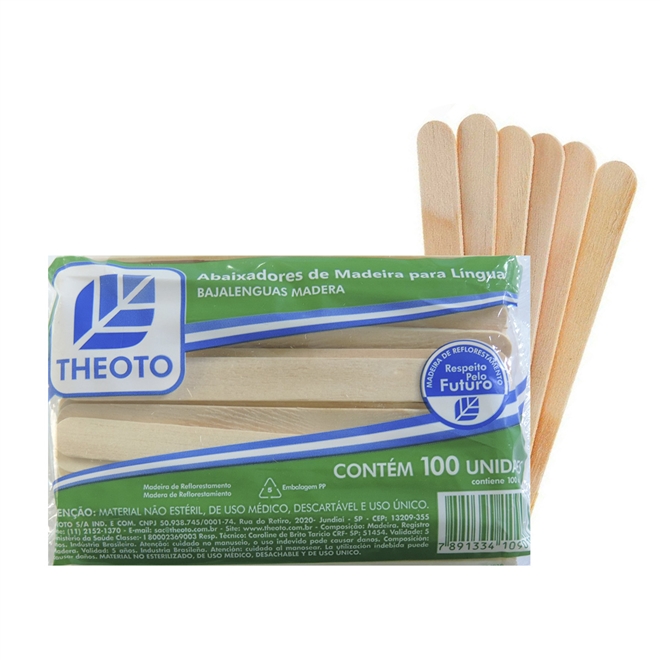 Abaixador de Lingua Não Estéril Madeira 1000un Theoto