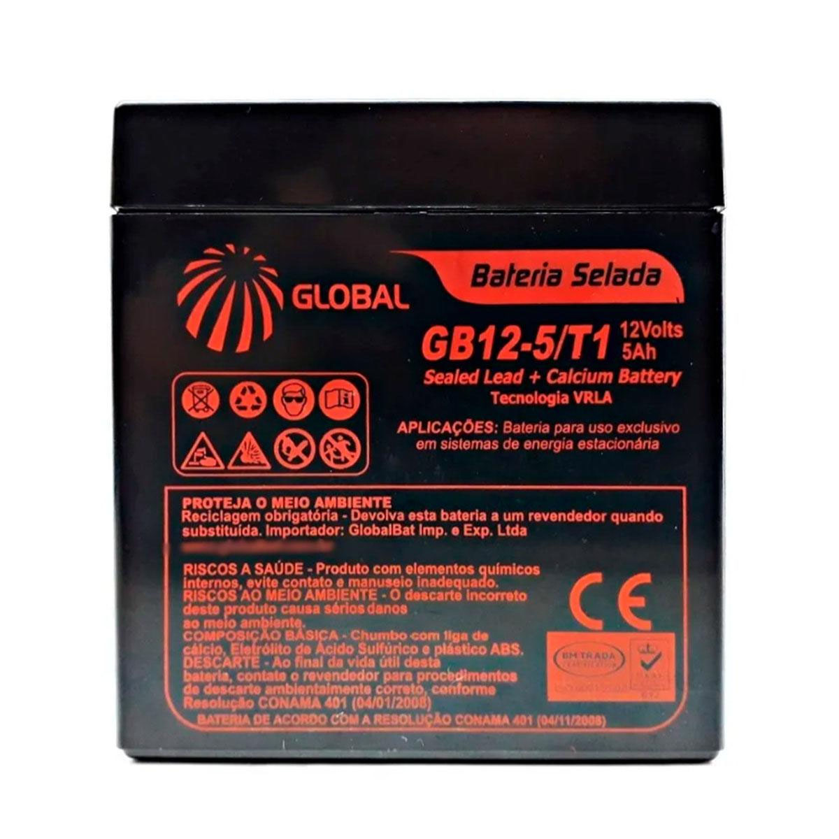 Bateria GB12-5/T1 Selada para Guincho 12V/5Ah Global 