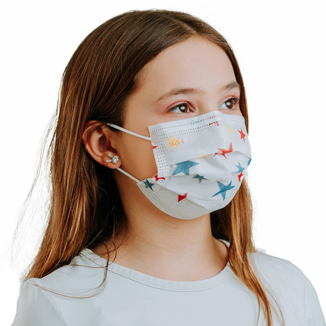 Máscara Descartável Infantil Tripla Clip Nasal SPK Estrela 250un