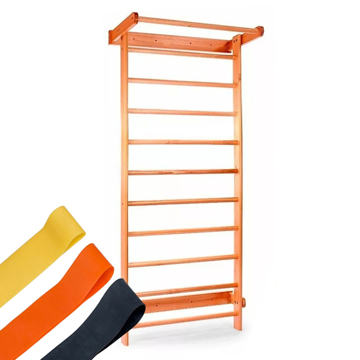 Espaldar com Mini Band Alongamento Barra de Ling Madeira Classic Arktus