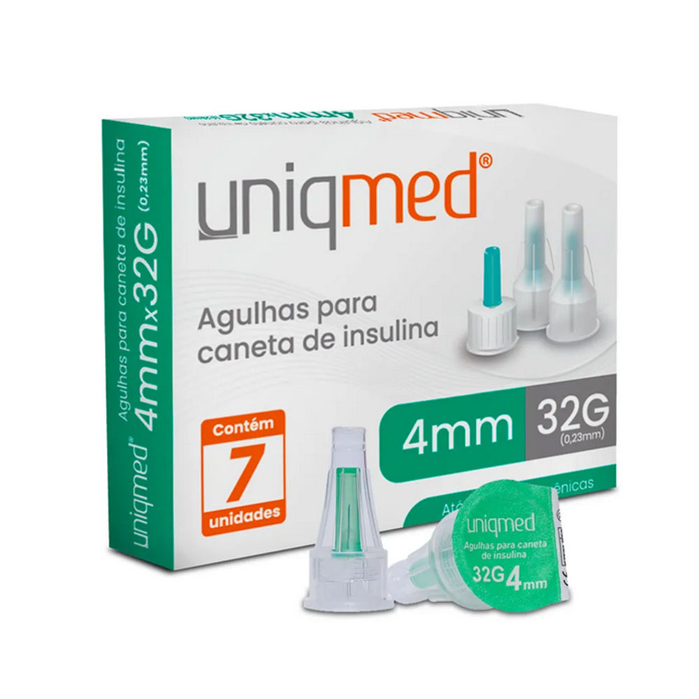 Agulhas Caneta de Insulina Uniqmed 4MM 32G 7un