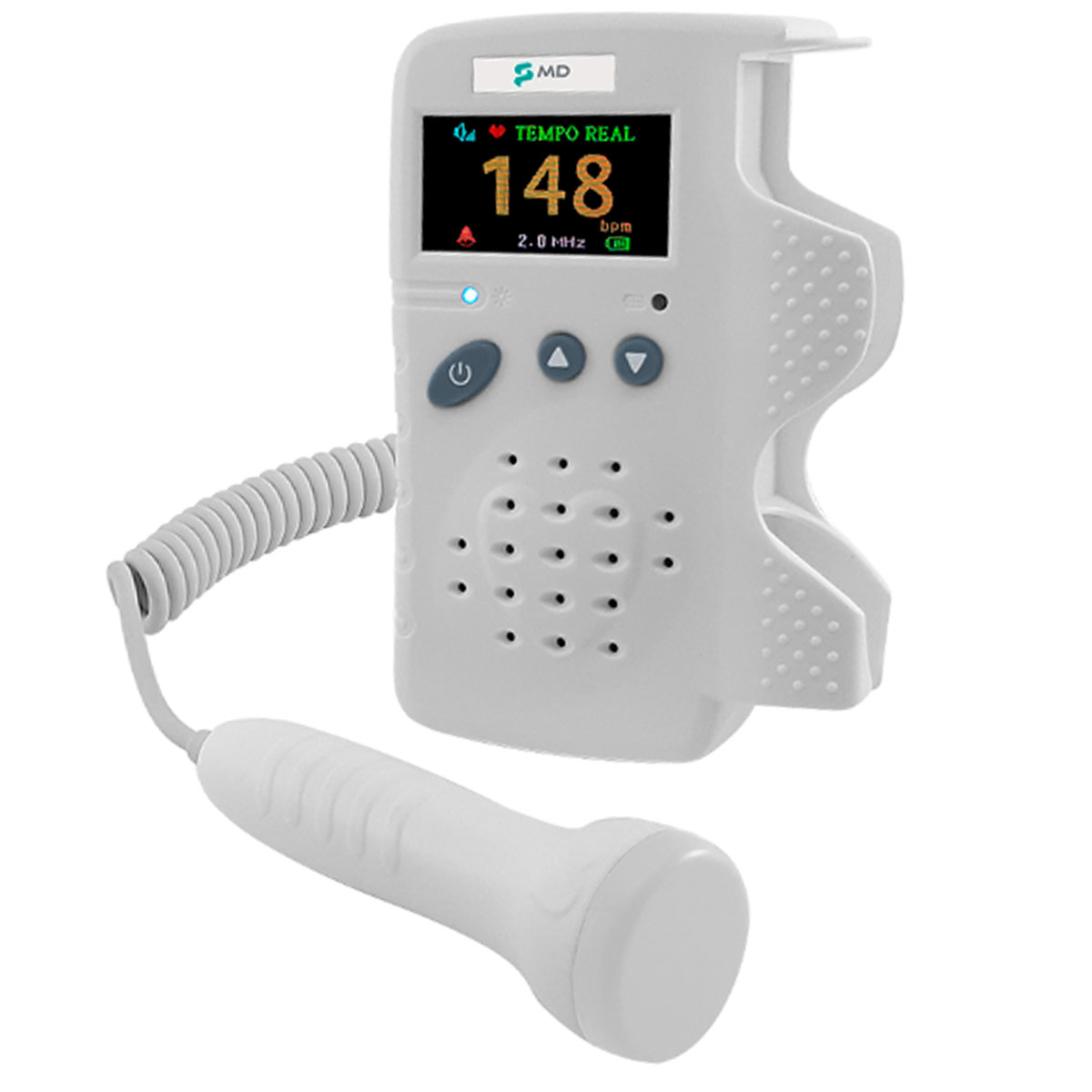 Detector Fetal Doppler MD Portatil Digital Bateria Recarregavel FD200C LCD Colorido