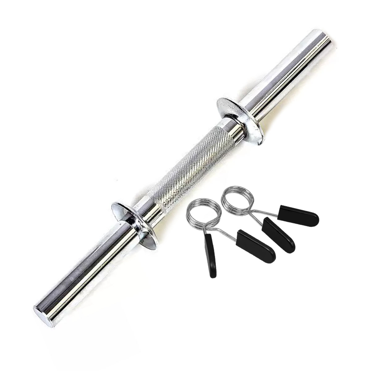 Barra para Musculação Cromada Com Presilha e Aro 40cm Unidade