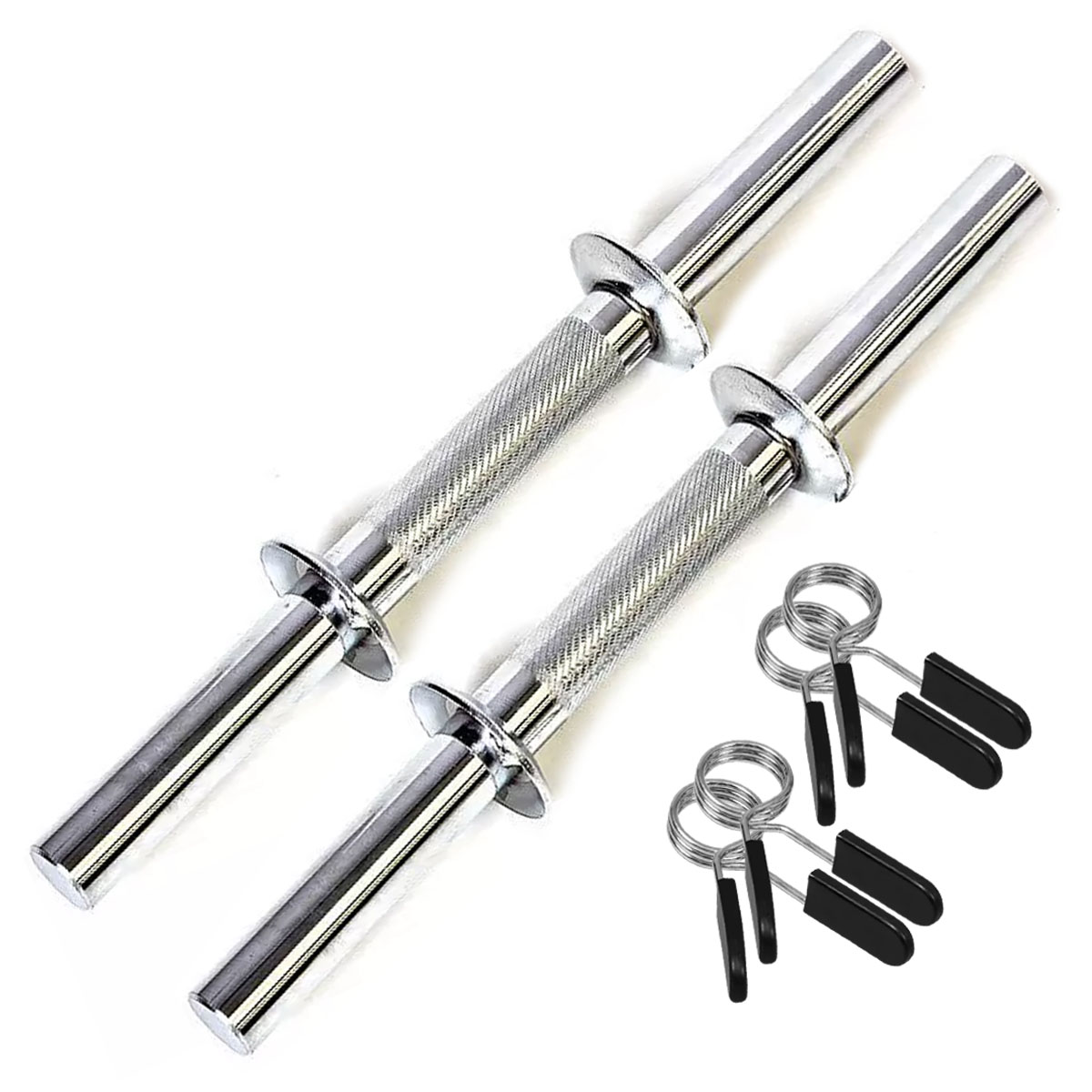 Barra para Musculação Cromada Com Presilha e Aro 40cm Par