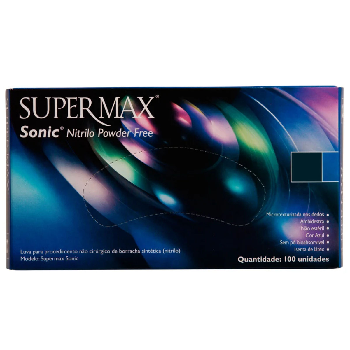 Luva de Procedimento Não Cirúrgico Sonic Nitrílica Supermax 