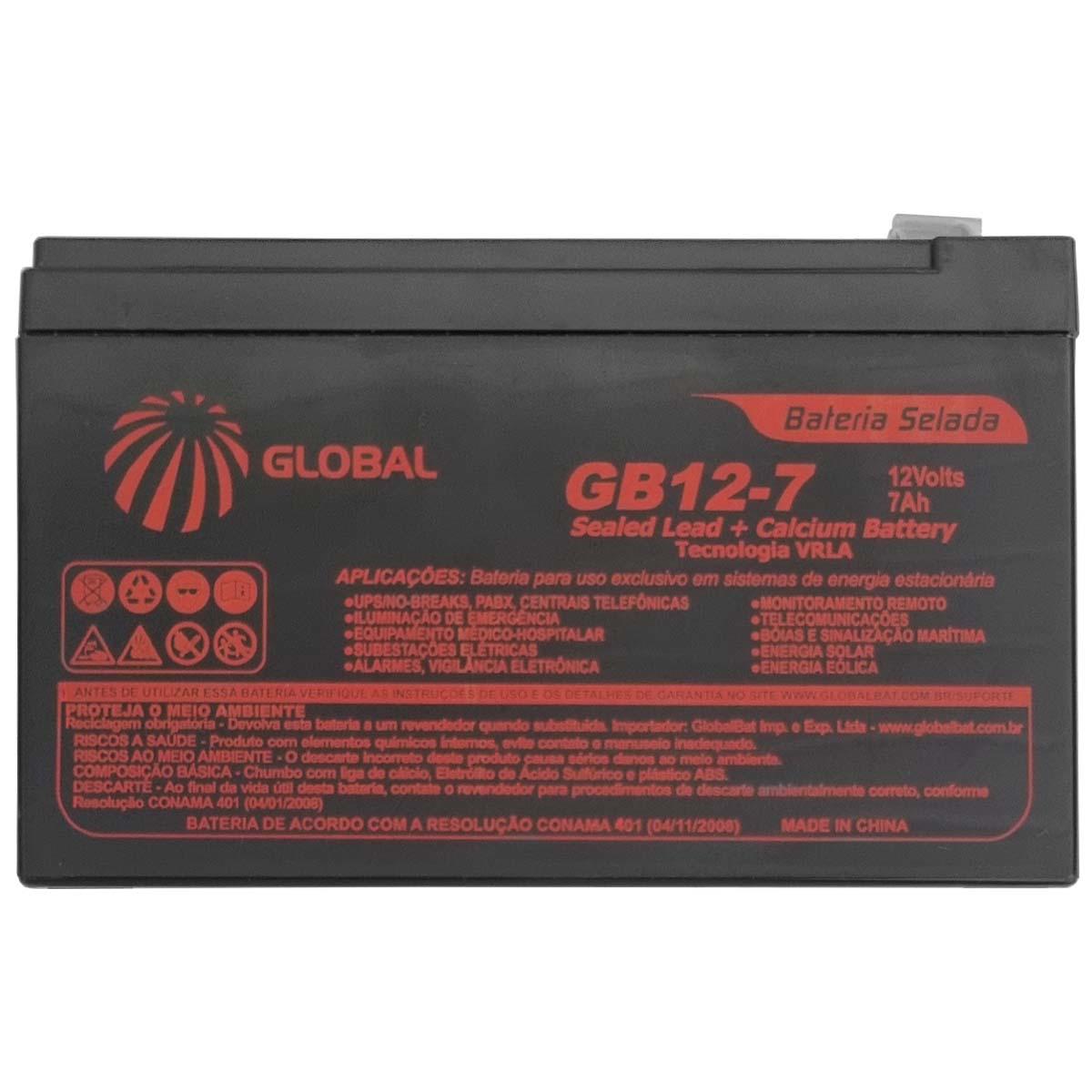 Bateria GB7-12 Selada para Guincho 12V/7Ah Global