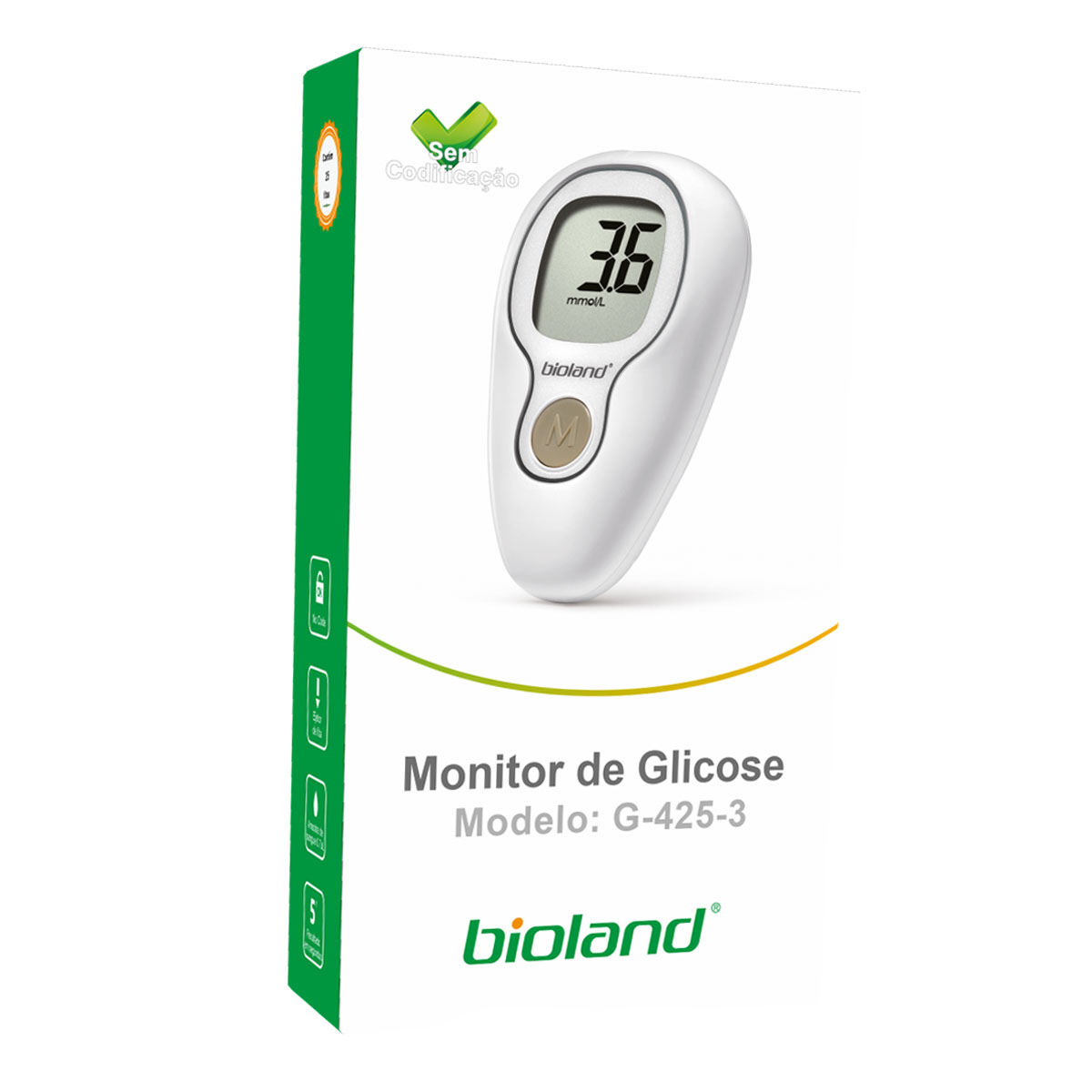 Medidor de Glicose G4253 Bioland Kit 25 Lancetas e 25 Fitas de Teste