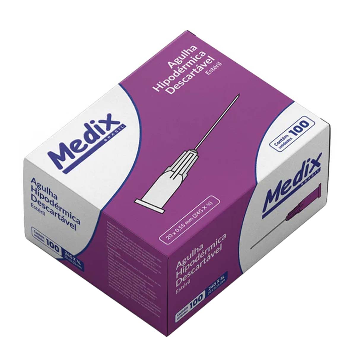 Agulha Hipodérmica Descartável Medix 20x0,55mm 100un