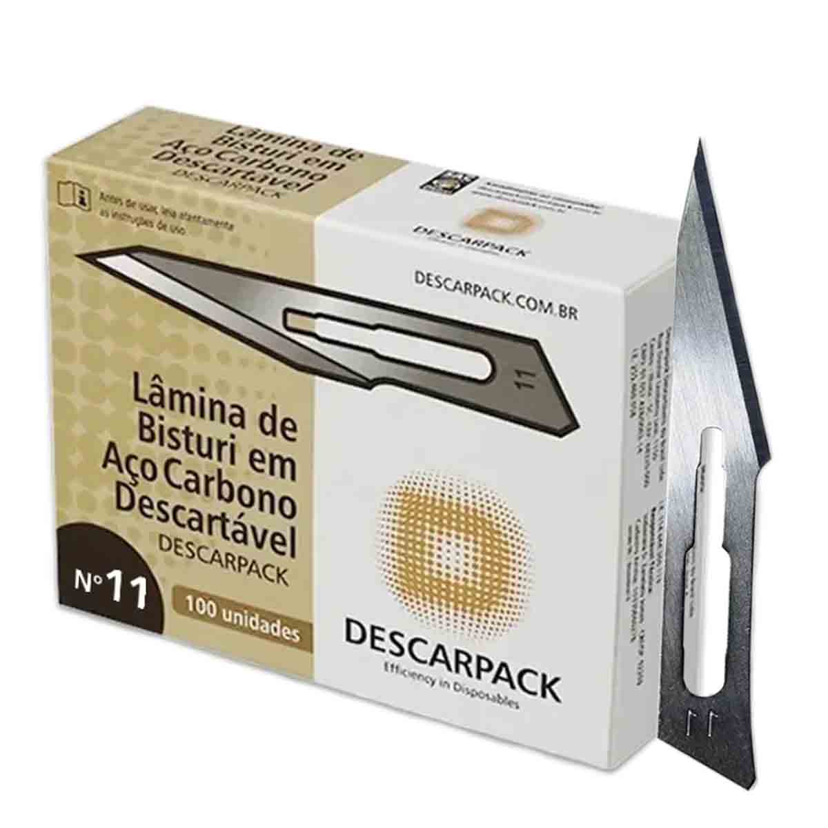 Lâmina de Bisturi Nº11 em Aço Carbono 100 Unid Descarpack