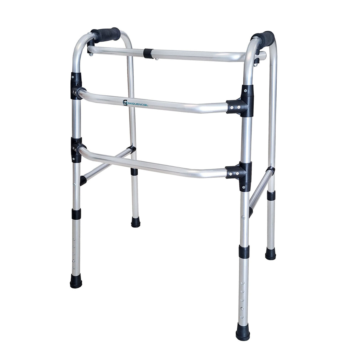 Andador Articulado Dobrável Para 150kg Alumínio Sequencial