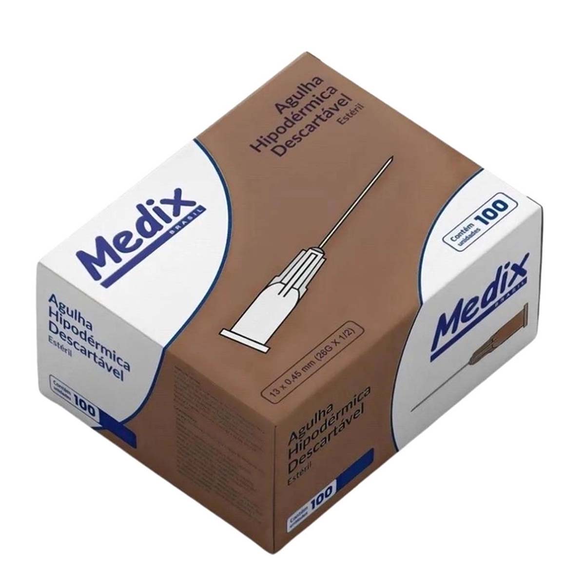 Agulha Hipodérmica Descartavel Medix 13x0,45mm 100un