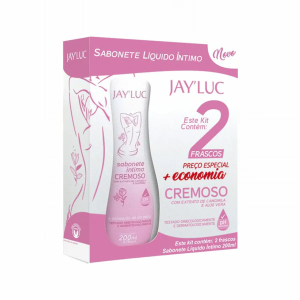 Kit Jayluc Sabonete Líquido Íntimo Cremoso 200ml