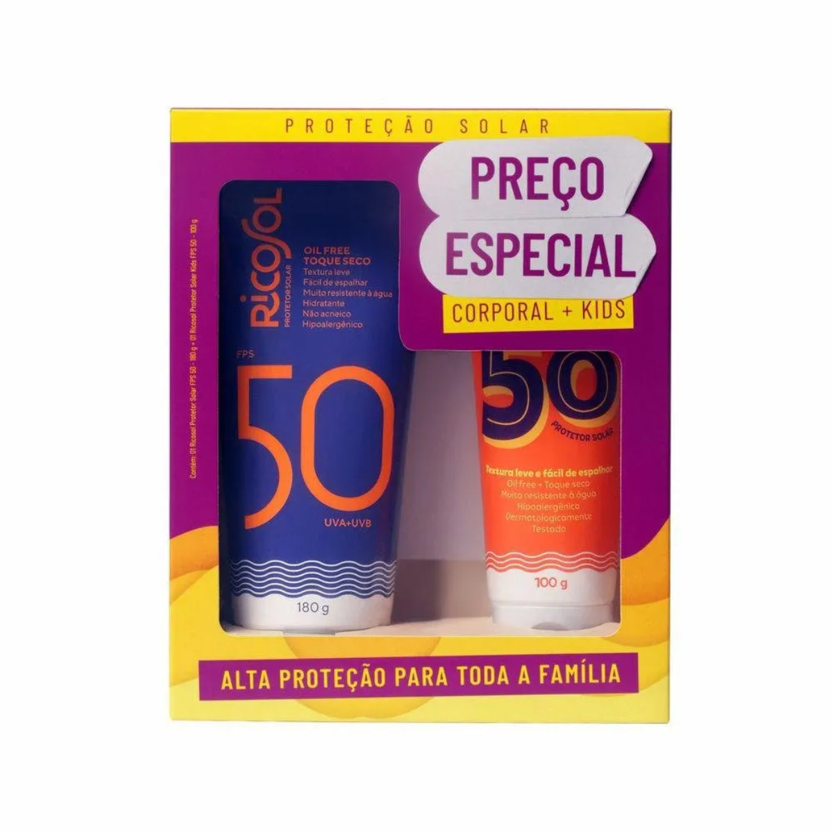 Kit Ricosol Fps 50 Protetor Solar Kids 100g E Corporal 180g