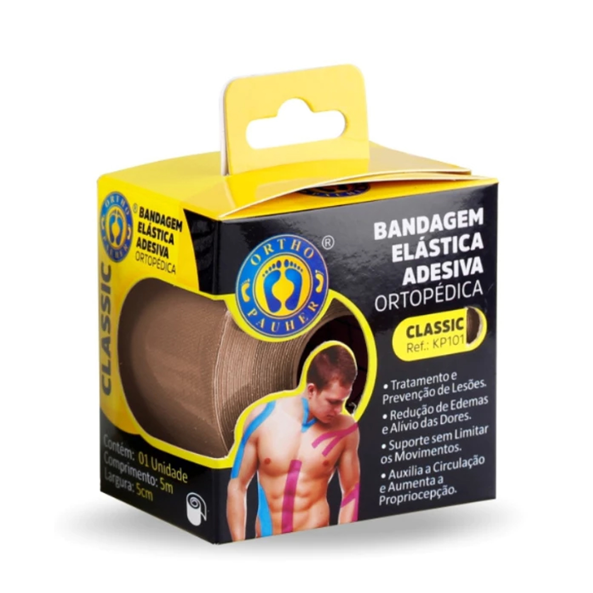 Bandagem Elástica Adesiva Kinesio Classic Tape 5m x 5cm Ortho Pauer