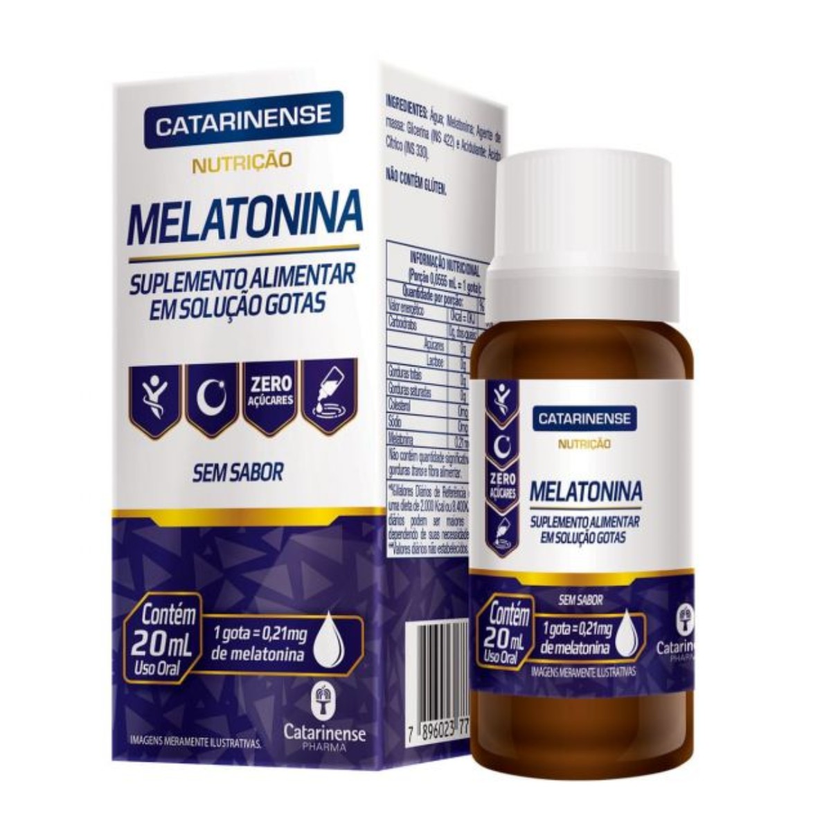Melatonina Gotas Sem sabor 20ml Catarinense