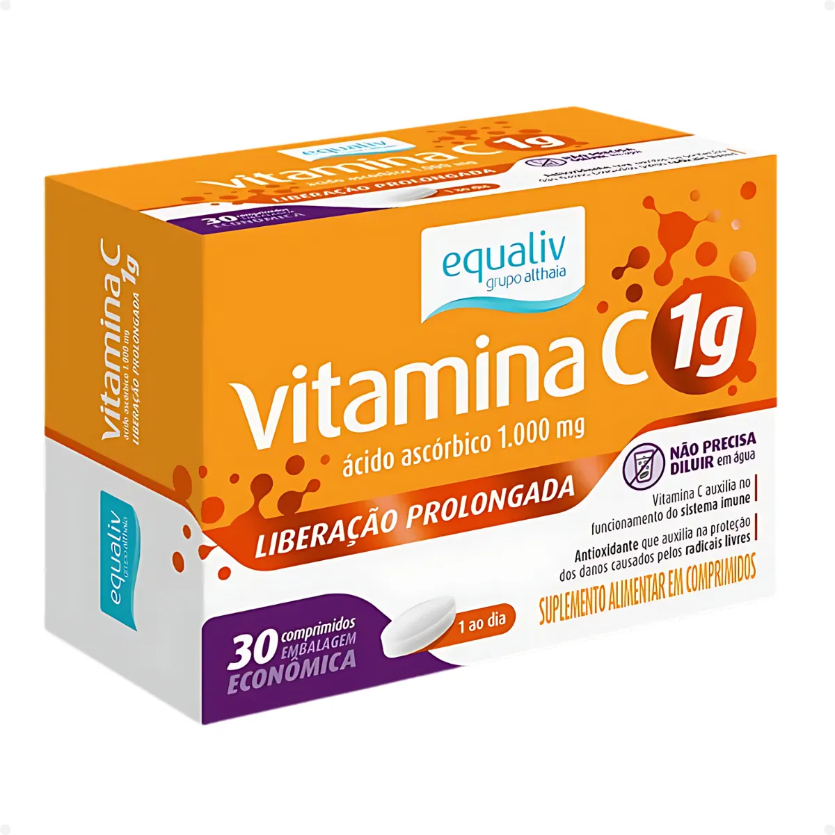 Vitamina C 1g 30 Comprimidos Equaliv Liberação Prolongada