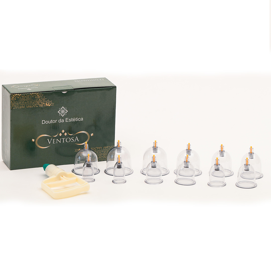 Kit de Ventosas Chinesa Com 12 Copos e Bomba de Sucção / Compre aqui