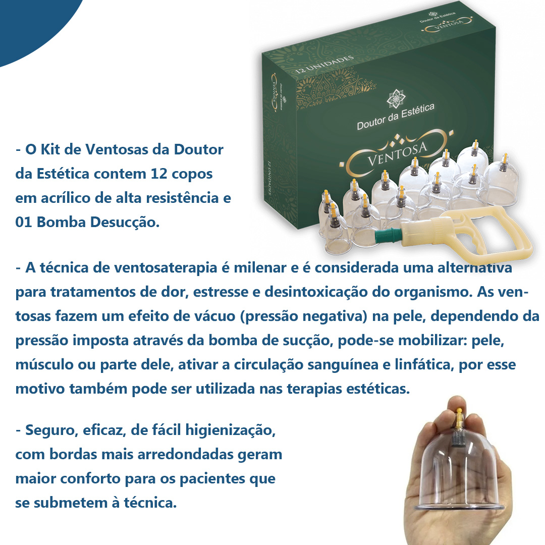 Kit de Ventosas Chinesa Com 12 Copos e Bomba de Sucção / Compre aqui